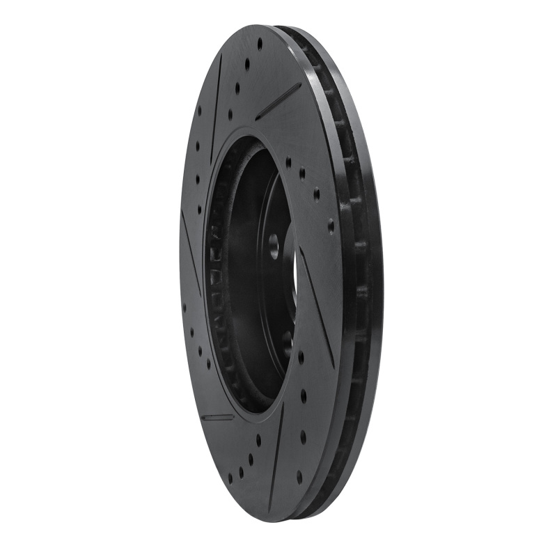 Mini Cooper Clubman Brake Rotor (1) - Front Right - R1 Concepts - Drilled & Slotted - Black - `14-`21